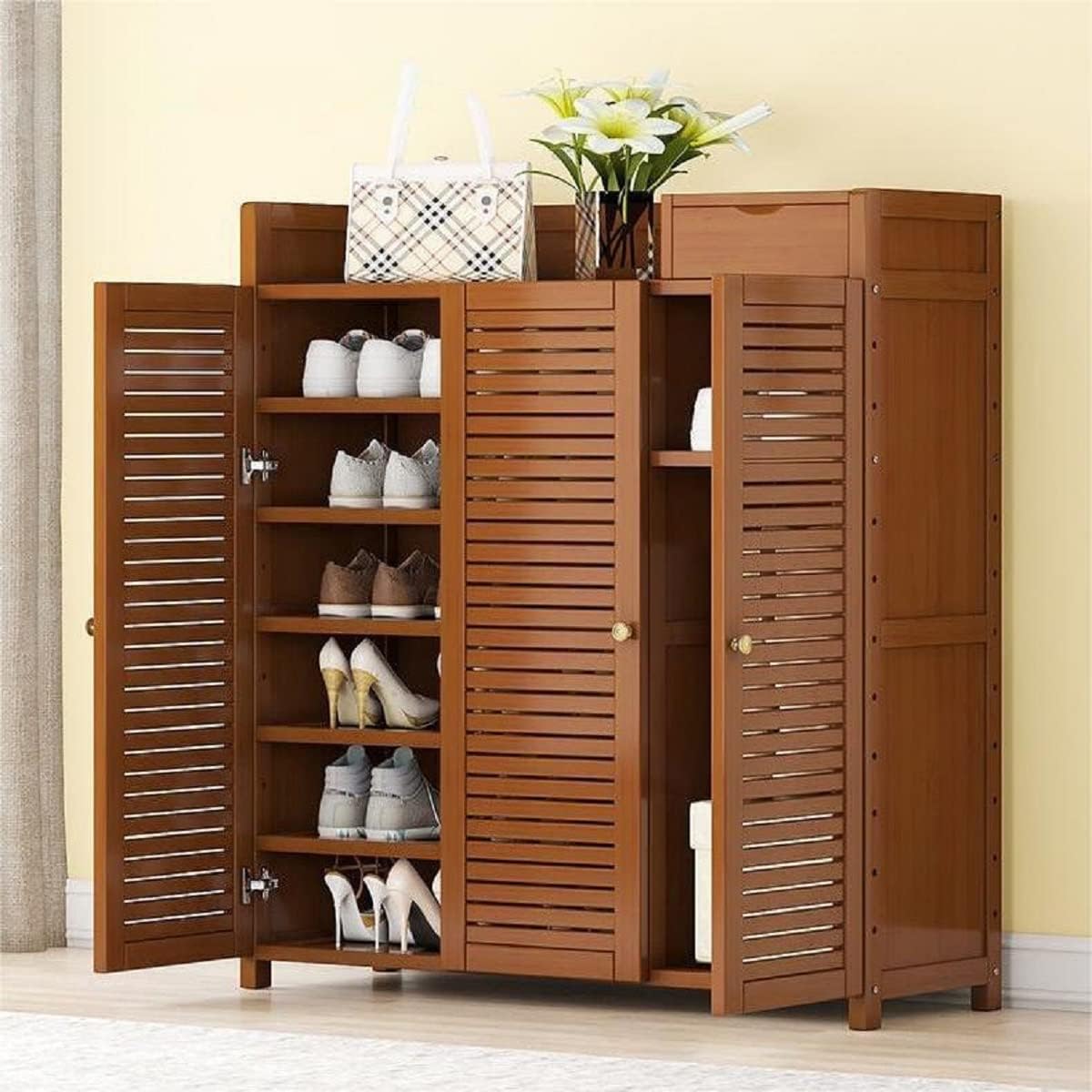 7 Tier Bamboo Shoe Cabinet with Doors T31962