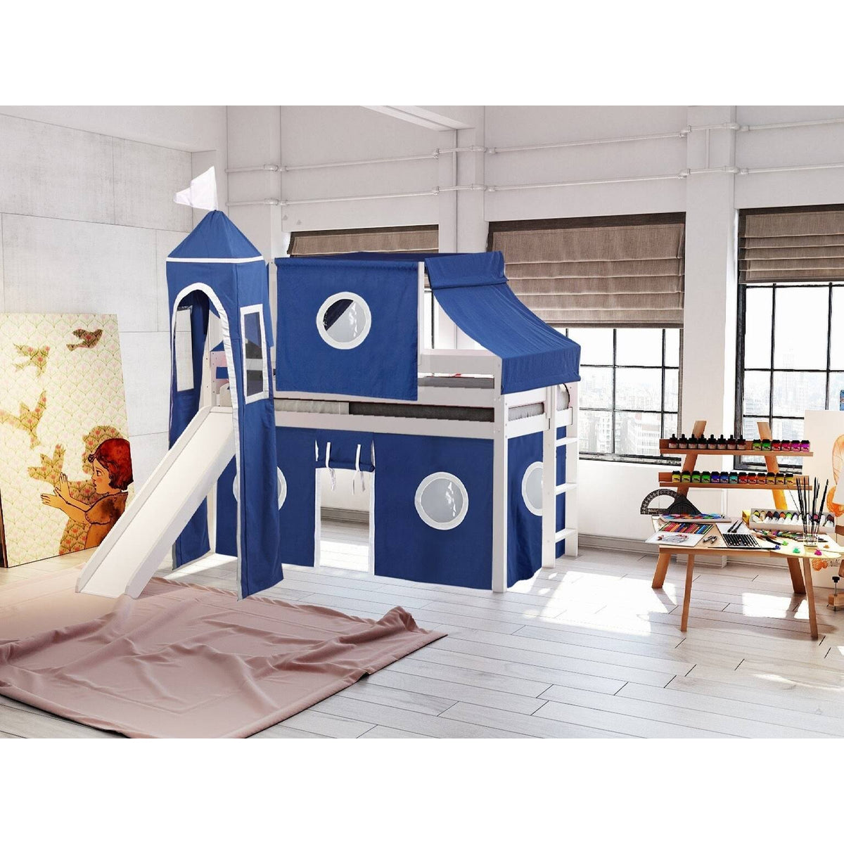 Twin Bed with Slide and Tent L702140