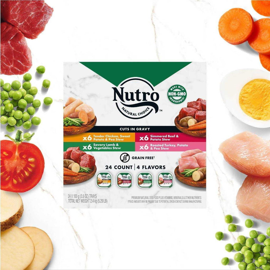 Grain Free Cuts in Gravy Beef, Lamb, Chicken and Turkey Variety Pack Adult Wet Dog Food Y6104