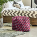 Cube Ottoman Nautical Blue New Century Silver Red J373486