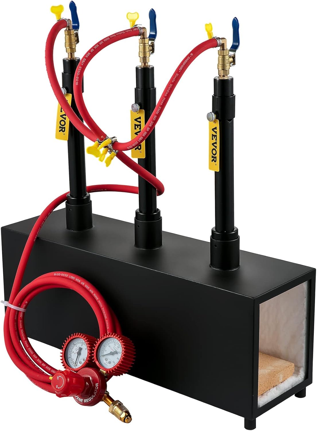 Portable Propane Forge Three Burners Open Structure Square Metal Blacksmithing Forge M375219