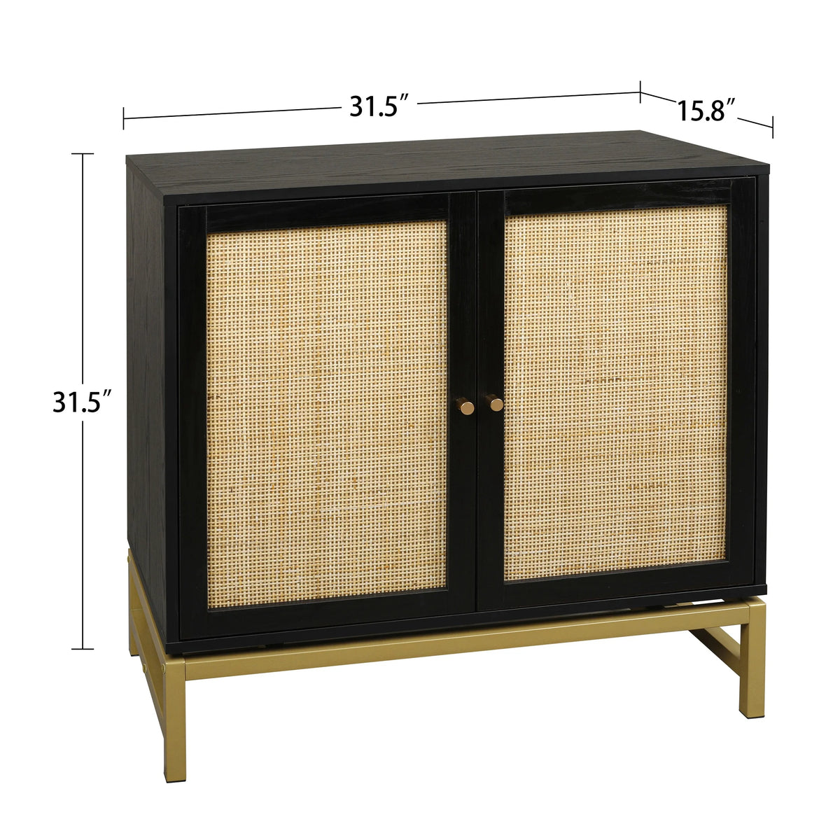 Black Set of 2 Rattan 2 Door Cabinet S12316