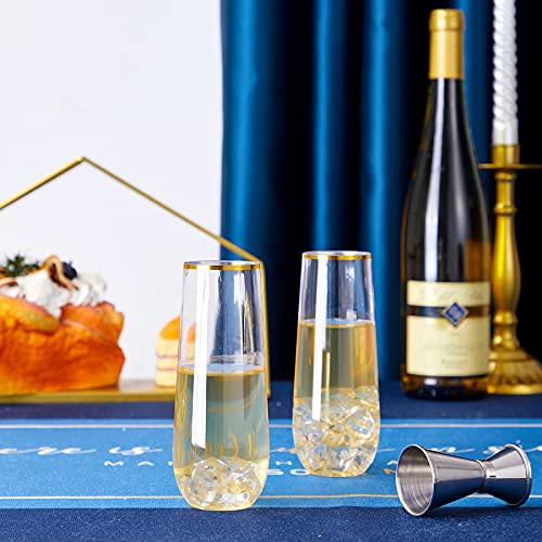 24PCS 9 Oz Stemless Plastic Champagne Flutes J948