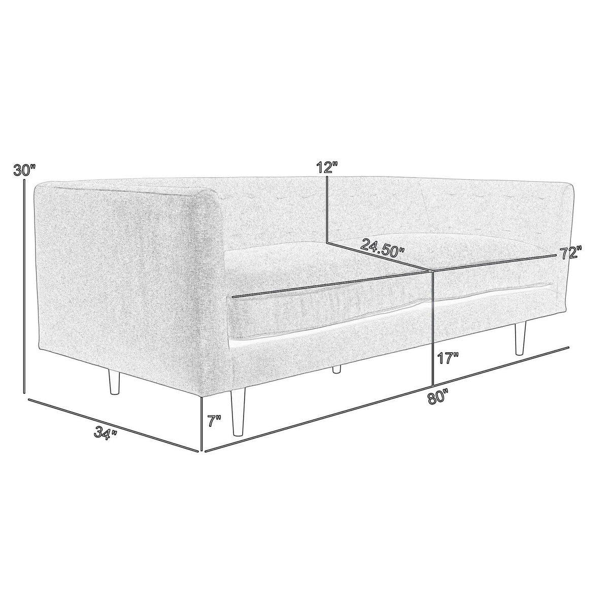 Gray Button Tufted Velvet Sofa D9526