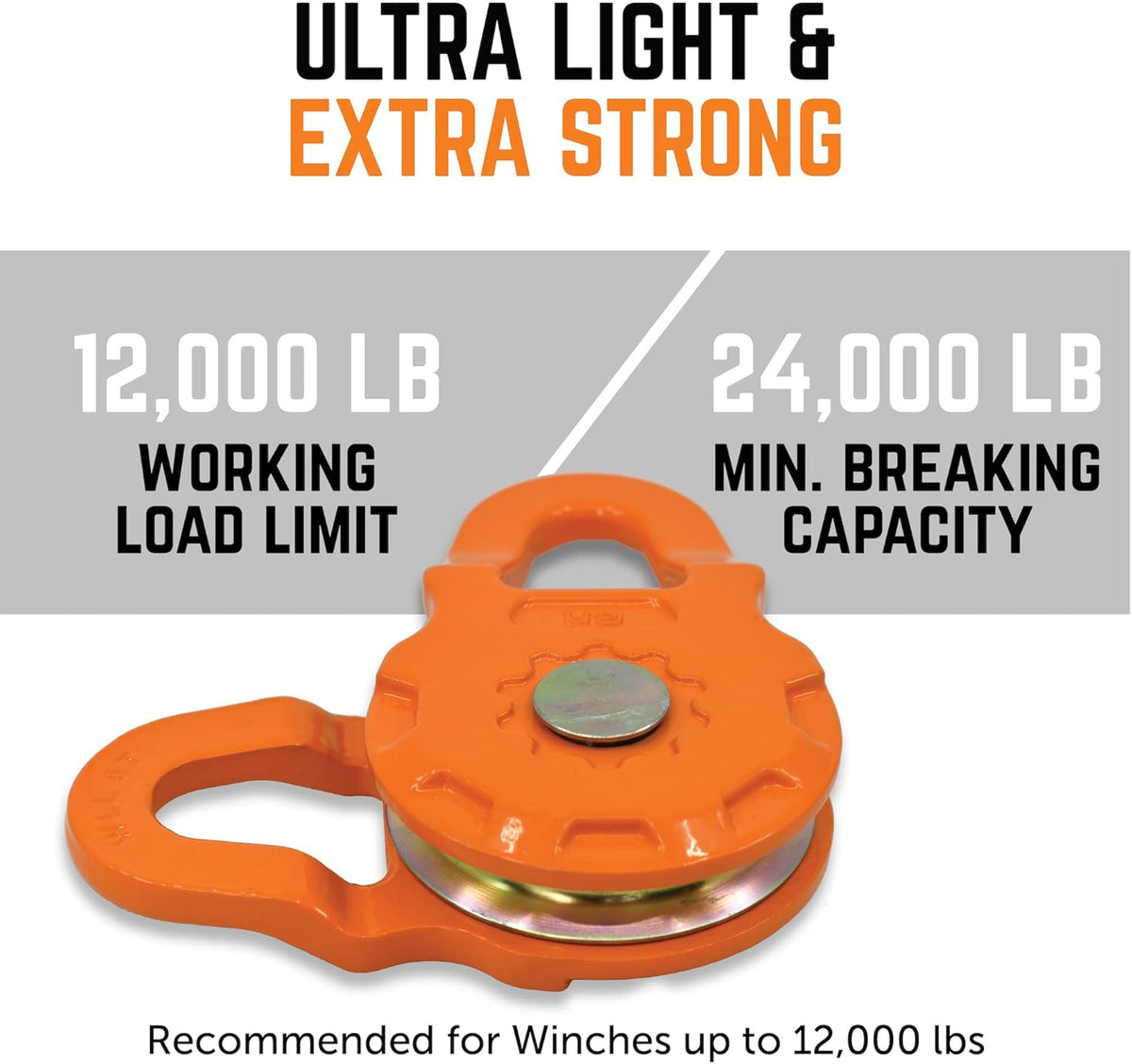 Snatch Block Winch Pulley, 12,000 lbs Working Load Limit, Pack of 2 M311281