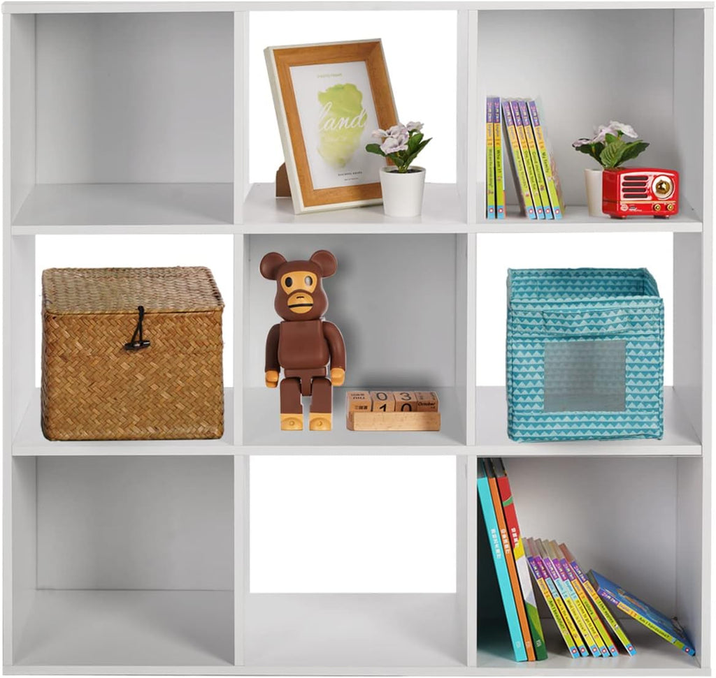 White 9-Cube Wooden Storage Organizer B2874