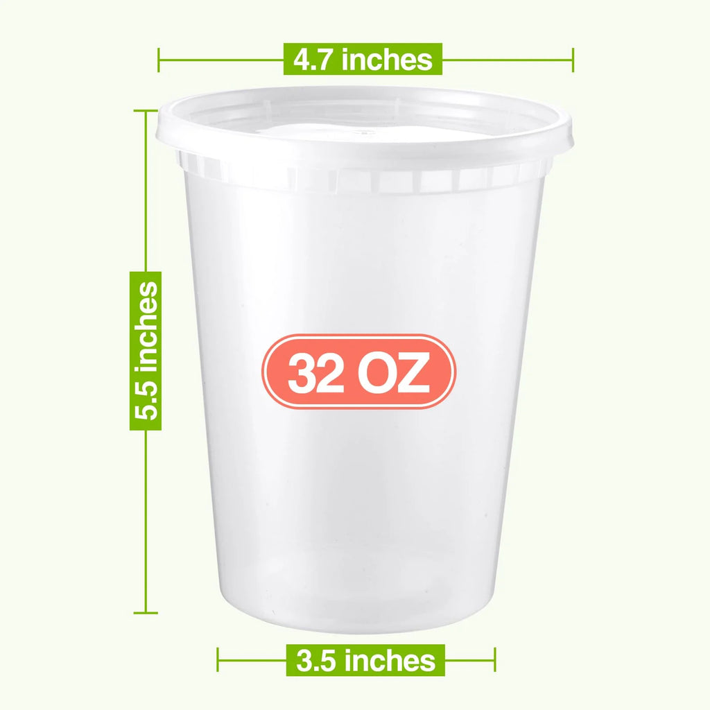 32oz 50 Set Plastic Food Storage Containers with Airtight Lids X3022