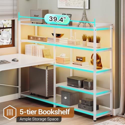 L Shaped Desk with Storage Shelves and 3 Fabric Drawers W840124
