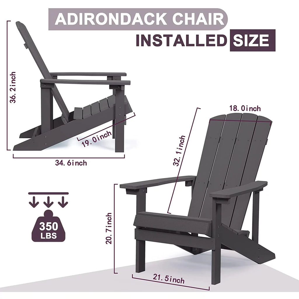 2 Pcs Weather Resistant HIPS Adirondack Chair E926282