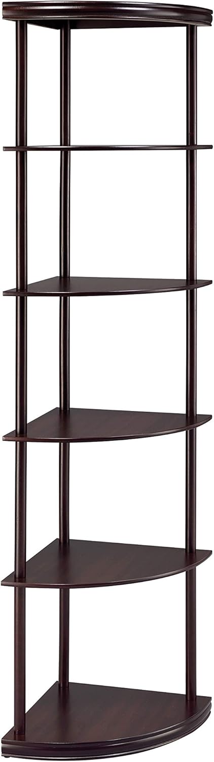 5-Shelf Corner Bookshelf Cappuccino I214564