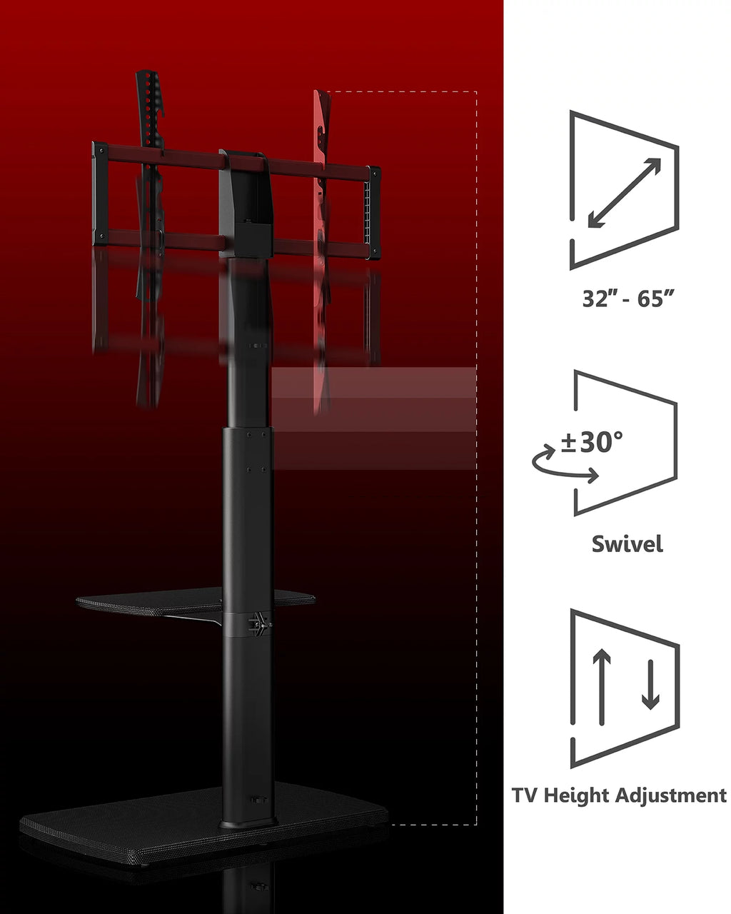 Floor TV Stand Mount with Swivel Bracket up to 65" Black W66795