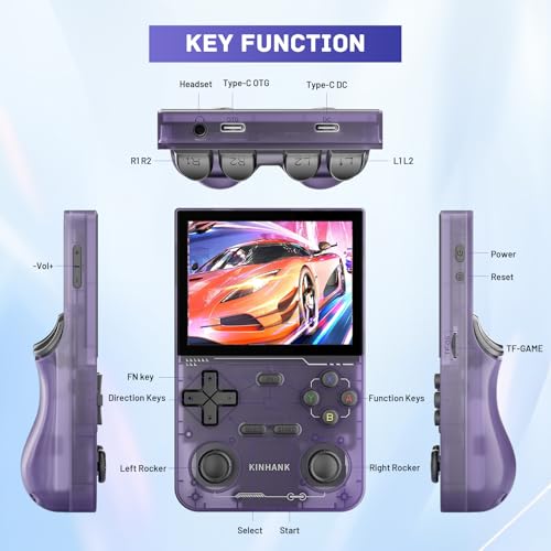 Retro Handheld Game Console with 64GB TF Card, 3.5 Inch IPS Screen Black L55869
