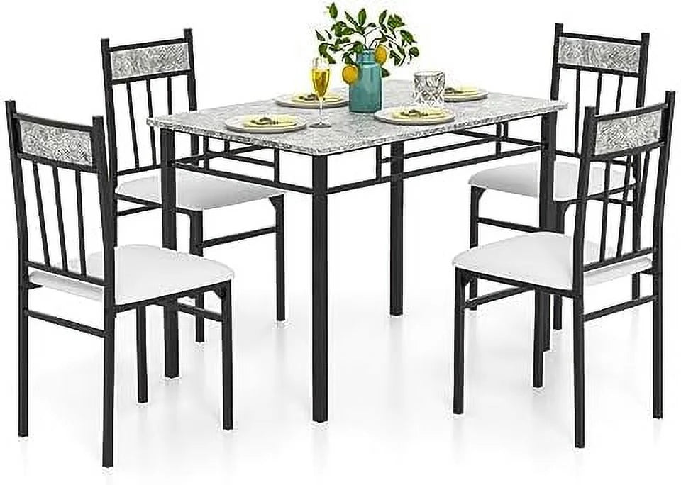 5 Piece Dining Table Set with Metal Frame & Padded Seat I28911