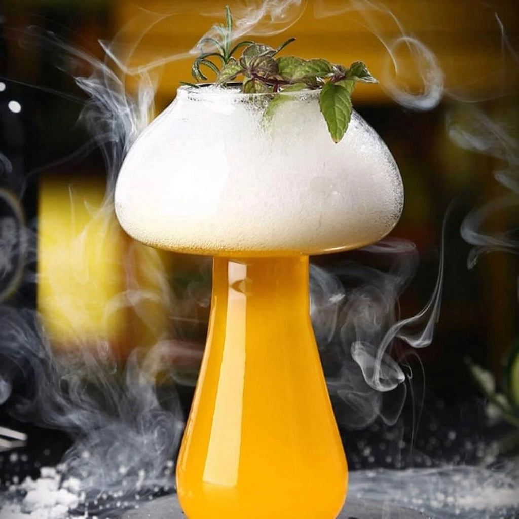 Mushroom Cocktail Mocktail Transparent Glass with Straw 300 ml Set of 2 T7908