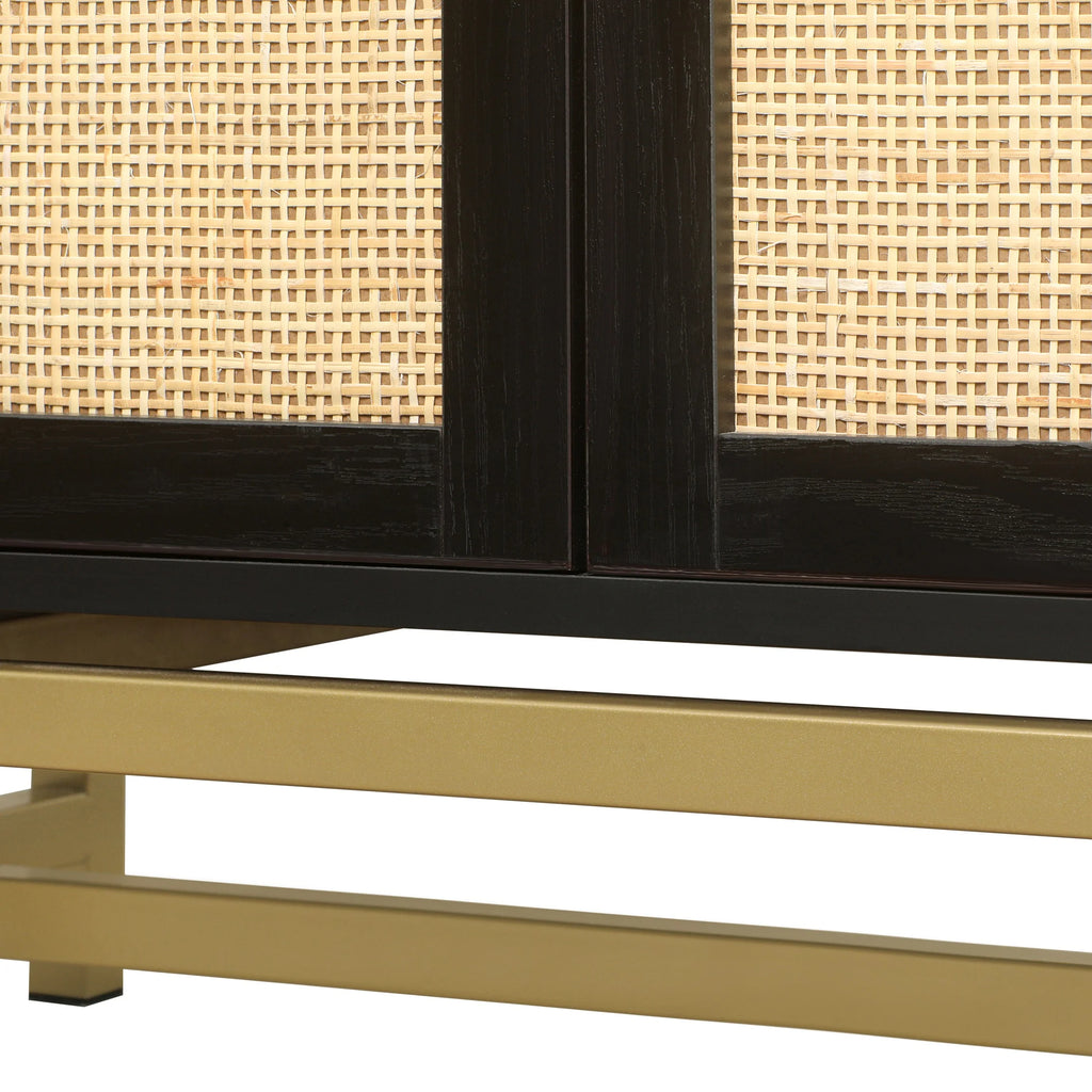 Black Set of 2 Rattan 2 Door Cabinet S12316