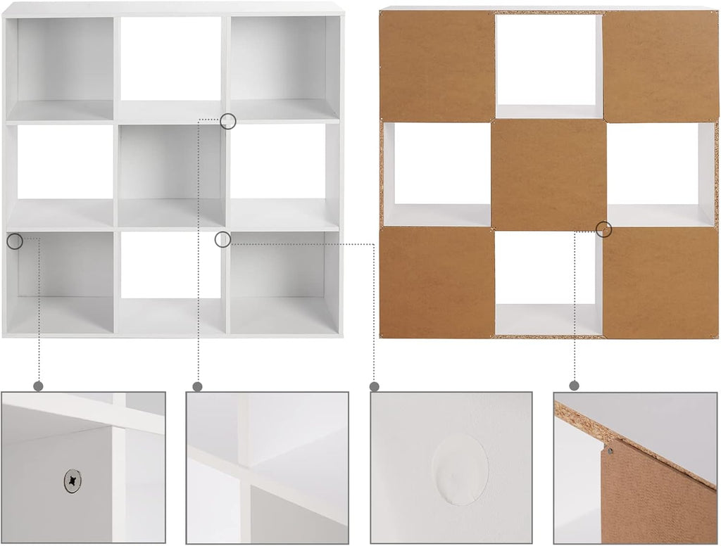 White 9-Cube Wooden Storage Organizer B2874