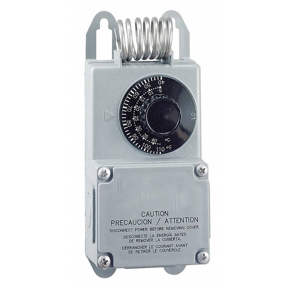 Line Volt Mechanical Tstat, 24 to 277VAC, Gray Q179