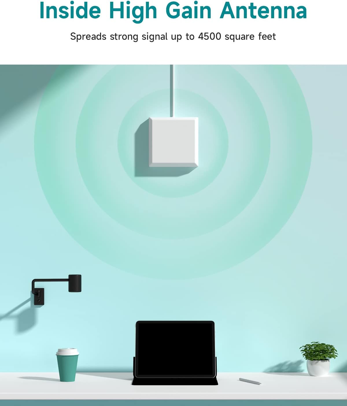 Cell Phone Signal Booster for 3G 4G LTE & 5G, Up to 4,500 sq ft Coverage H98409