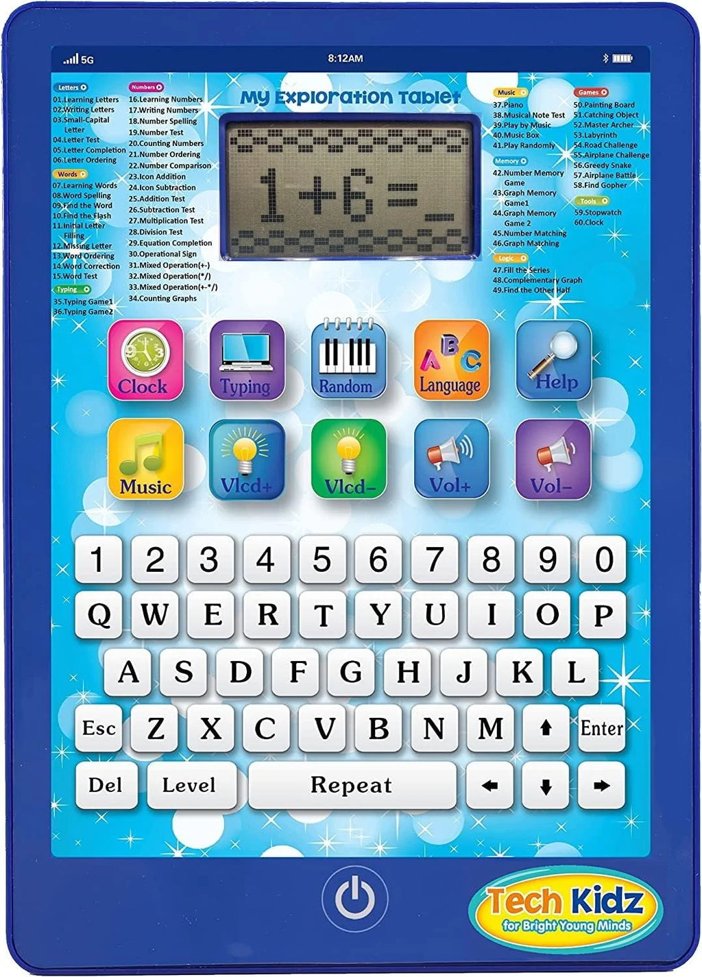 Blue Educational Learning Toy Tablet with LCD Screen and Keyboard O693423