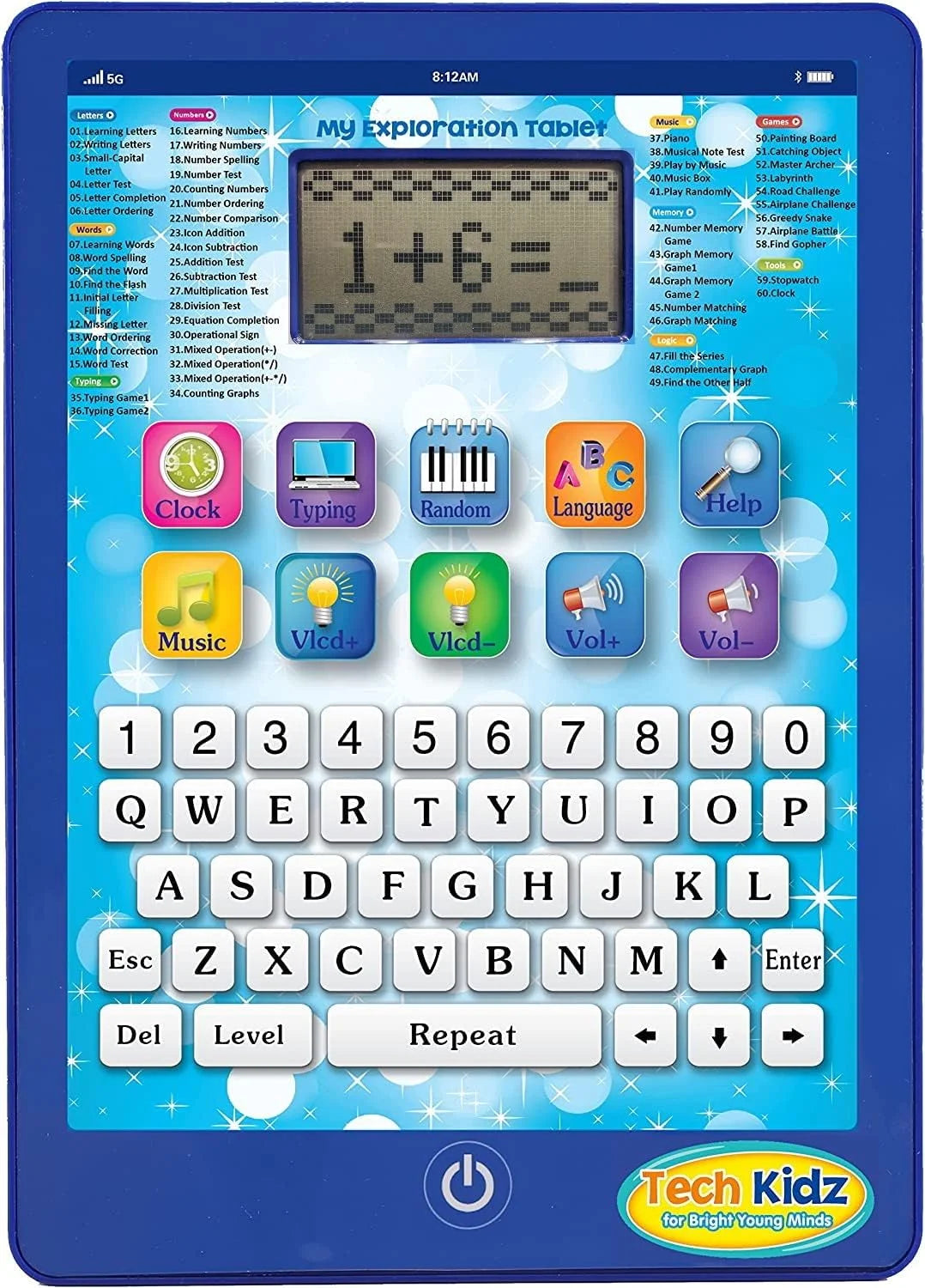 Blue Educational Learning Toy Tablet with LCD Screen and Keyboard O693423