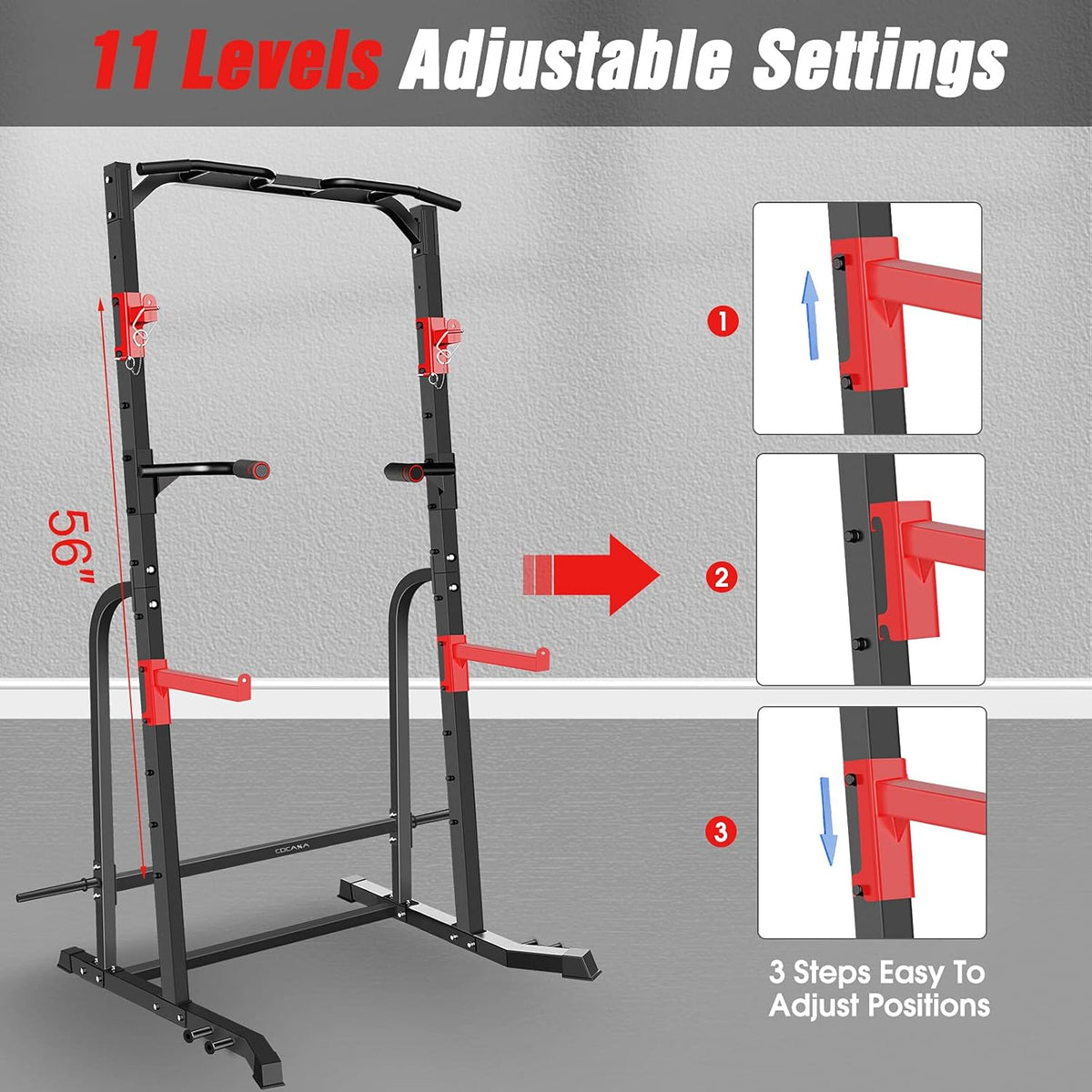 Power Squat Rack Cage with Pull Up Bar C738