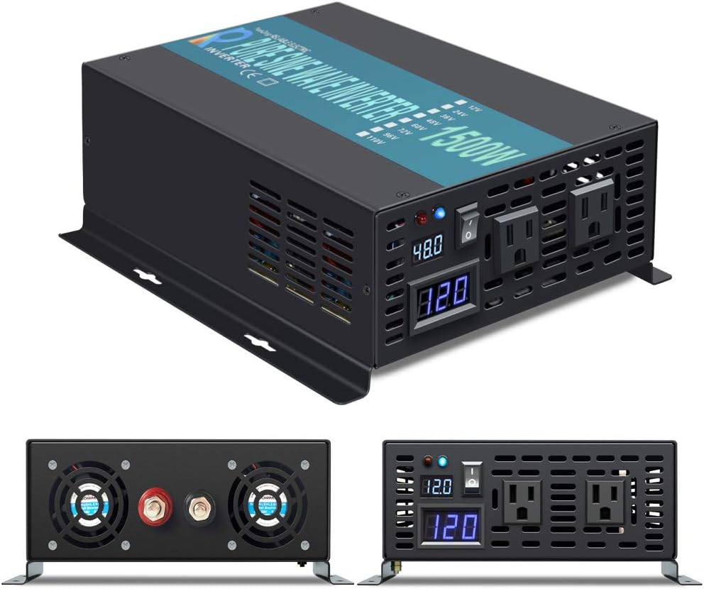 1500W Pure Sine Wave Power Inverter with 2 AC Outlets J865196