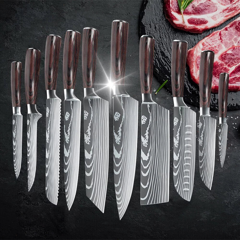 10 Pc Damascus Stainless Steel Knife Set I487980