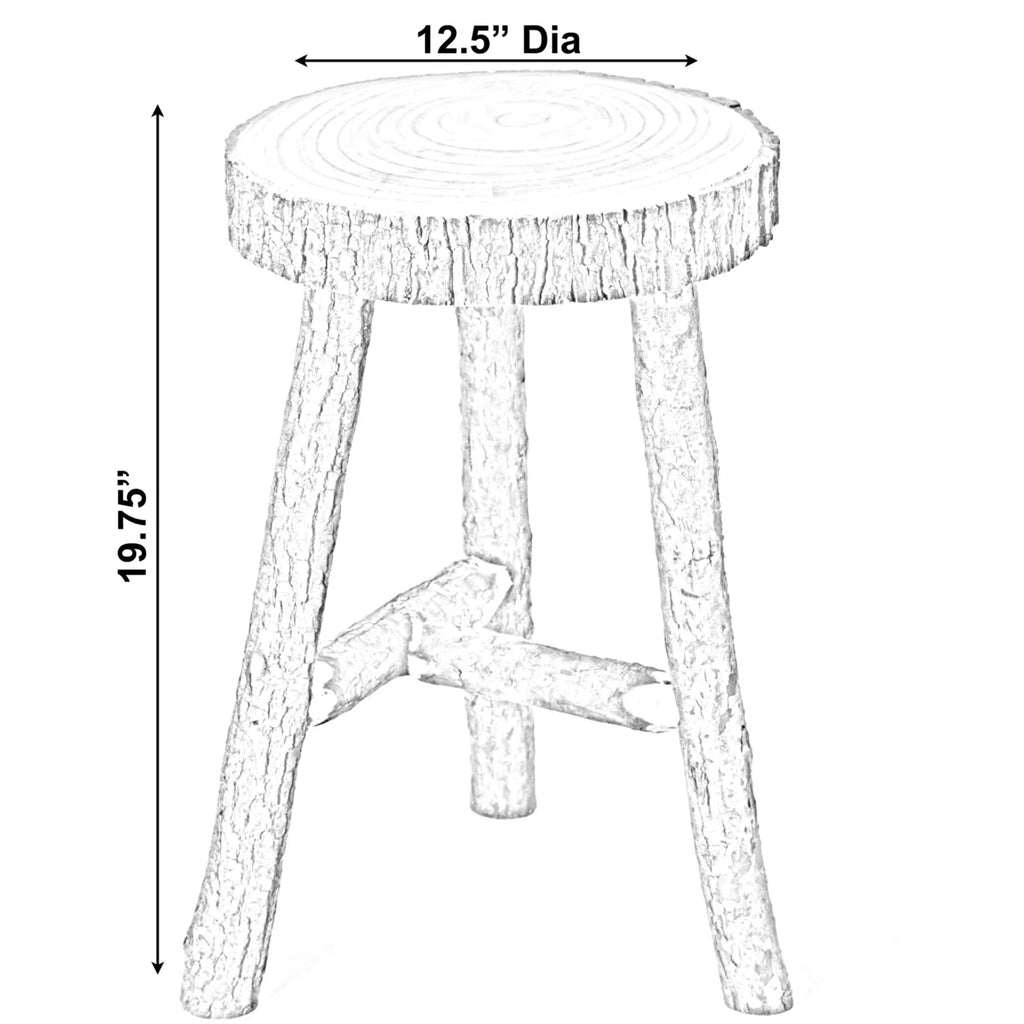 Antique Natural Wooden Accent Stool Side Table D9749