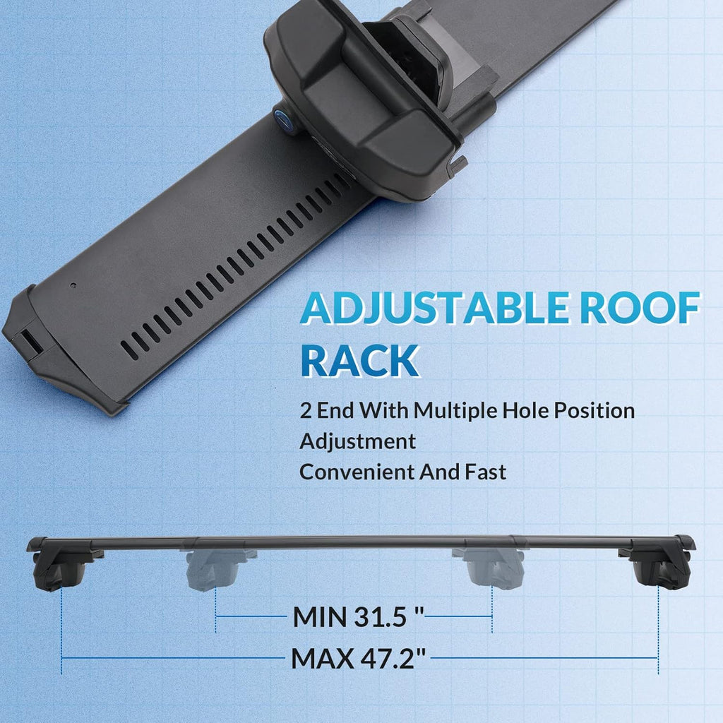 Black Adjustable Aero Aluminum Roof Rack Cross Bars S254