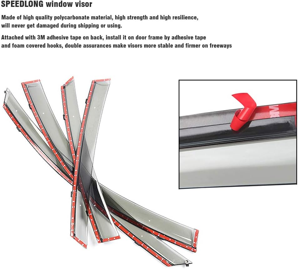 Car Window Visor Vent Shade Deflector Sun/Rain Guards Pack of 2 D9754