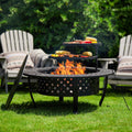42-inch Metal Fire Pit with 2 Grills and Lid X6005