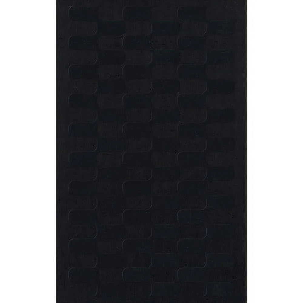 Black Grid Waves 10' x 14' Oval Area Rug F602408