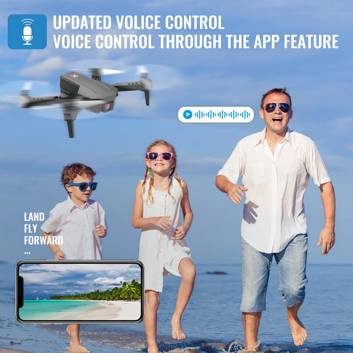 Mini Foldable Drone, 1080P HD FPV Camera Wifi RC Quadcopter, Voice/Gesture Control, Black L391