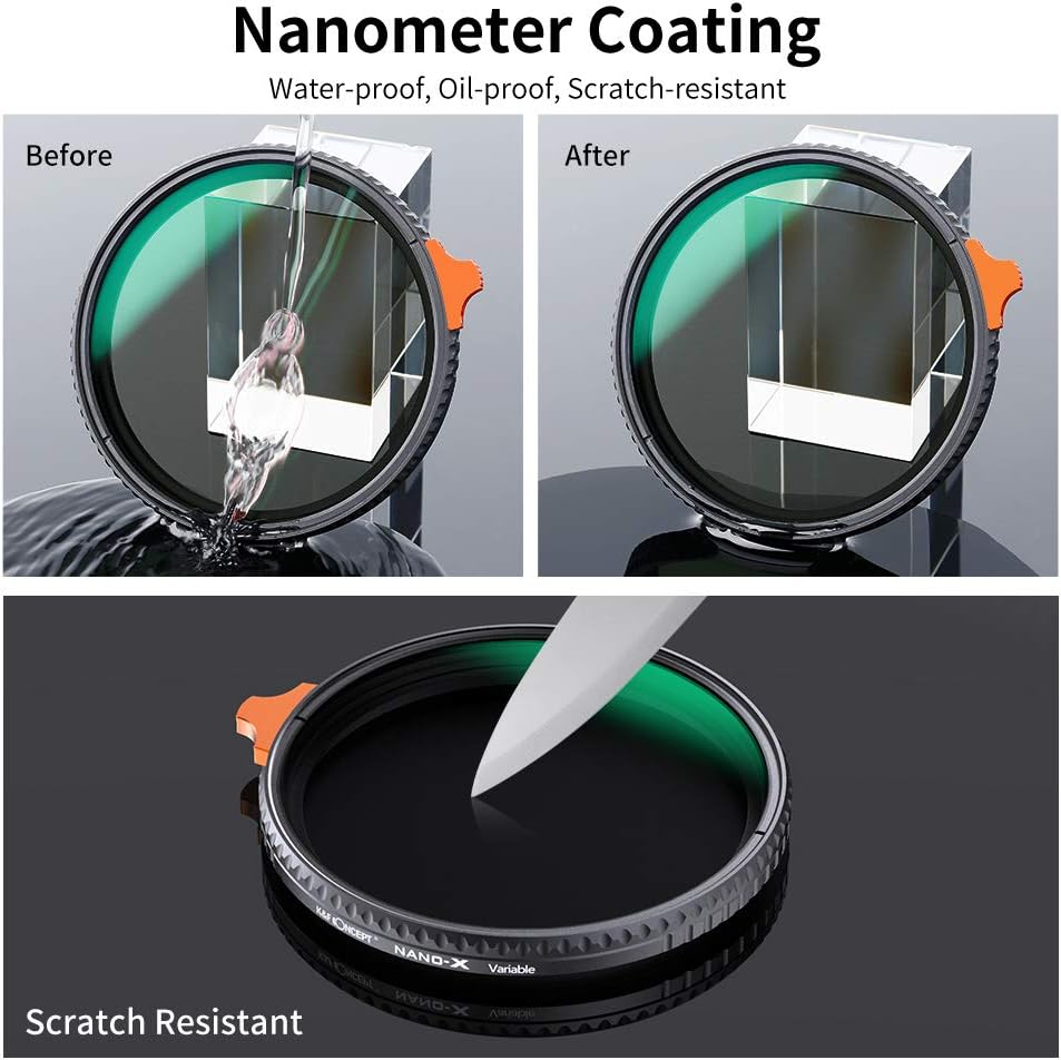 67mm Variable ND Filter ND2-ND400 with Multi-Layer Coatings AGC Glass Adjustable Neutral Density Filter T700297