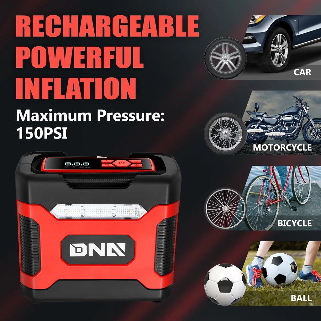 Red 150 PSI DC 12V Portable Digital Tire Inflator K685