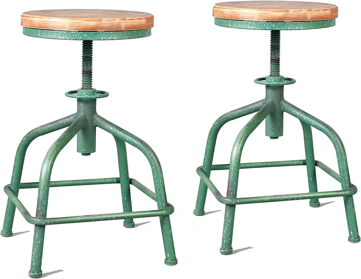 Black Metal Adjustable Swivel Bar Stool Set of 2 T704644