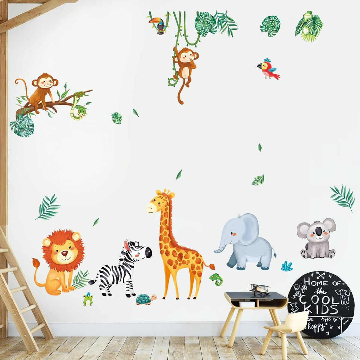 Jungle Animals Wall Decals Monkey Giraffe Elephant Wall Stickers Wall Decor B1079