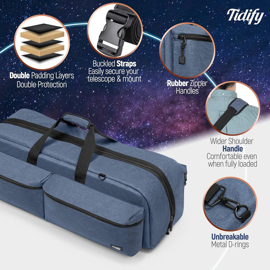 Telescope and Tripod Case/Bag with Padded Accessories Pockets J2219
