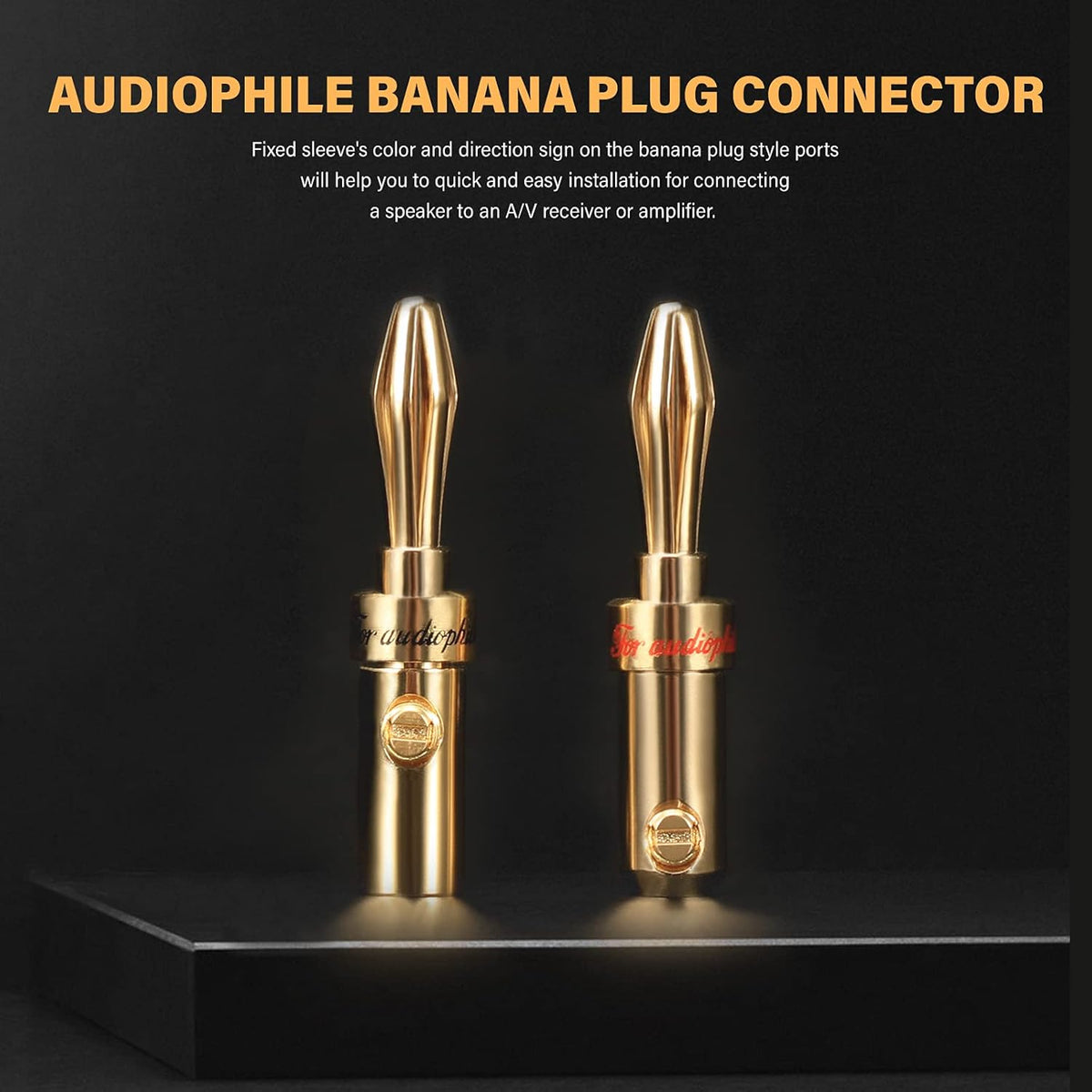 1 Pair 13AWG Oxygen-Free Copper Speaker Cables with Banana Plug Tips T354747