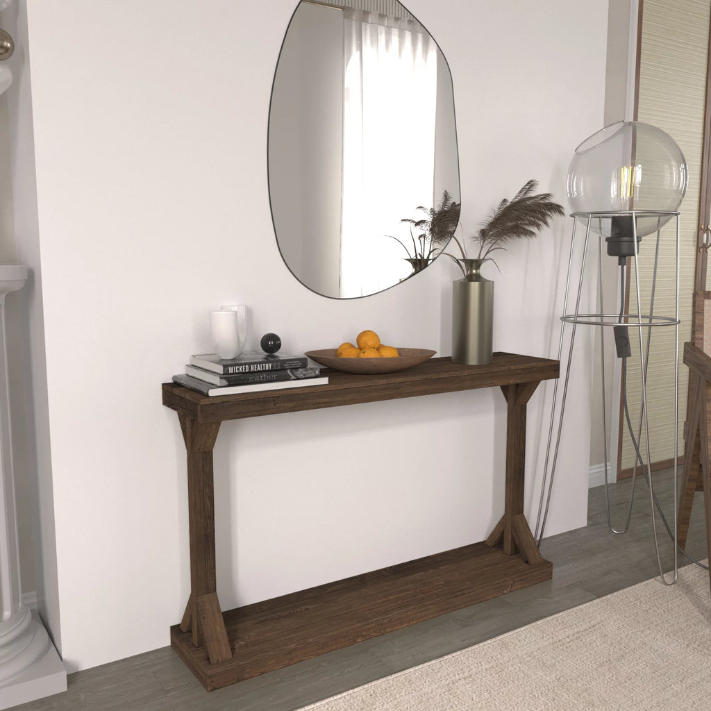 Brown Rustic Pedestal Console Table B303