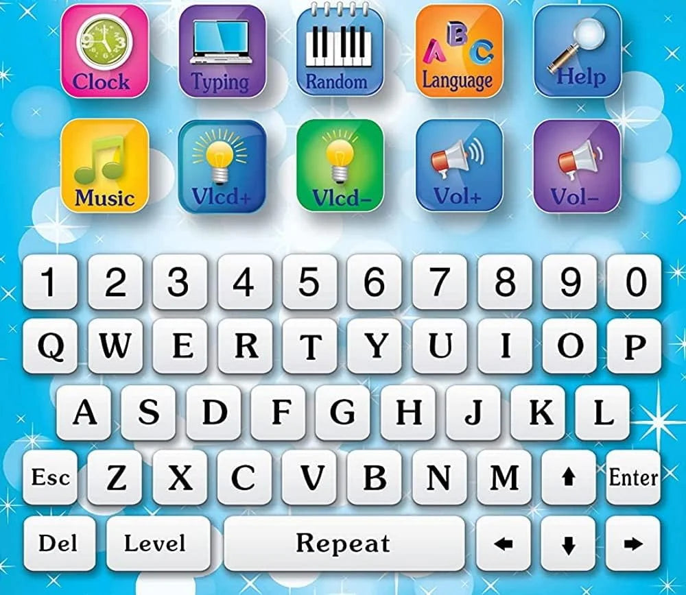 Blue Educational Learning Toy Tablet with LCD Screen and Keyboard O693423