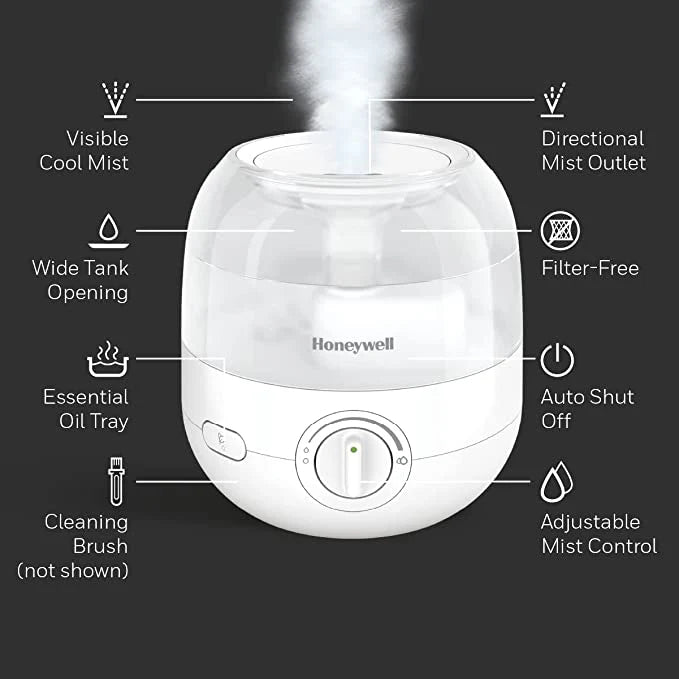 Cool Mist Ultrasonic Humidifier 1/2 gallon White F22278