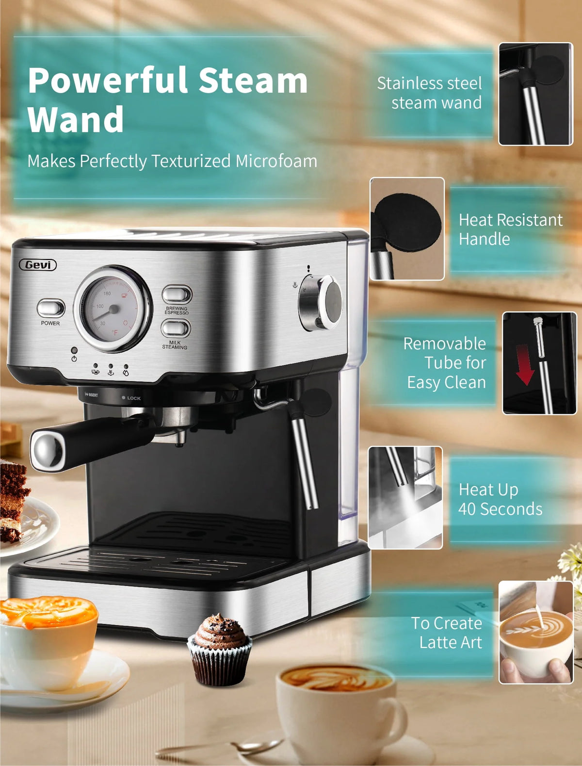 15 Bar Espresso Machine with Steamer C50428