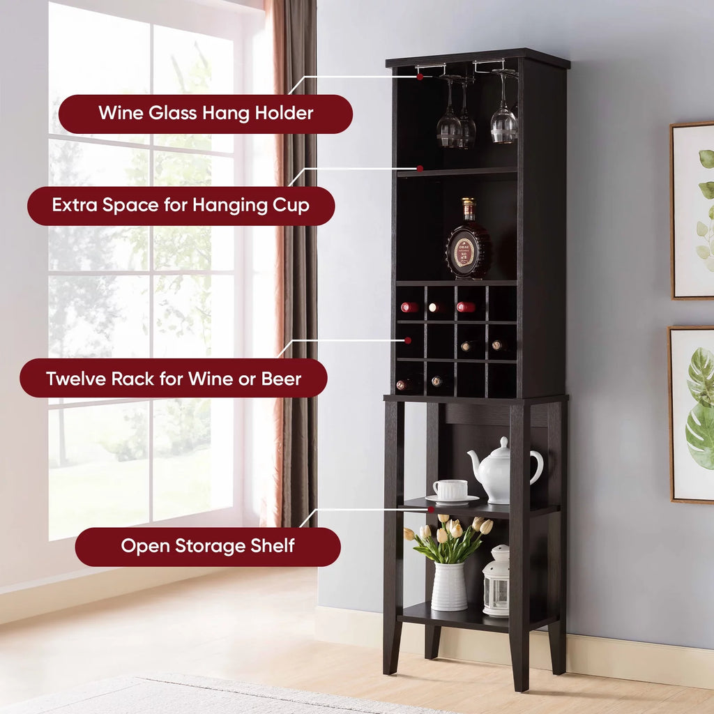 Free Standing Wine Bar Cabinet with Adjustable Shelf I181401