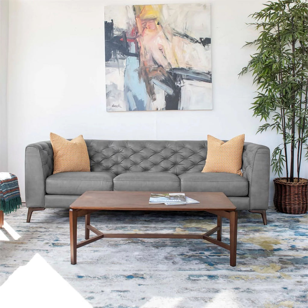 Gray Genuine Leather Sofa X9568