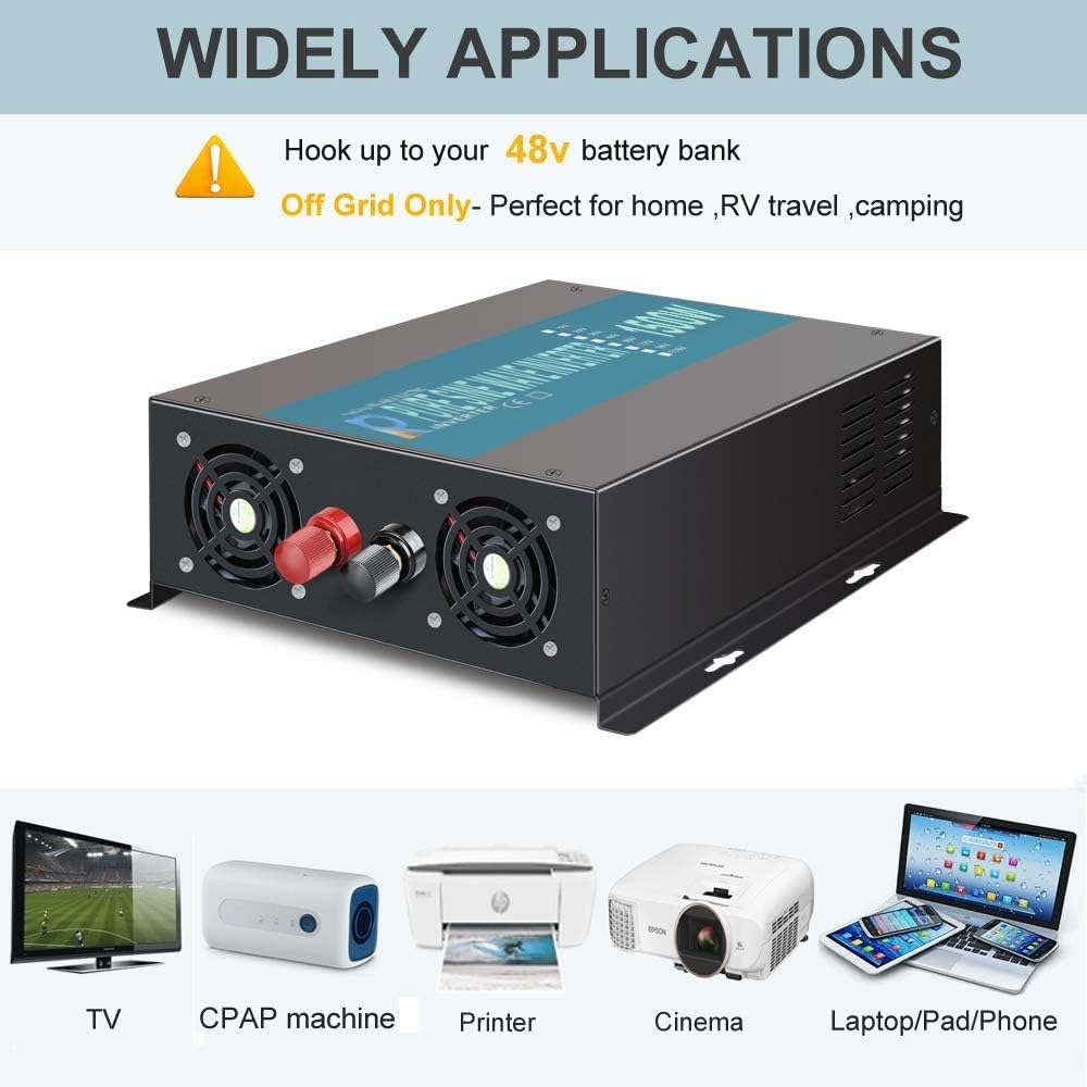1500W Pure Sine Wave Power Inverter with 2 AC Outlets J865196