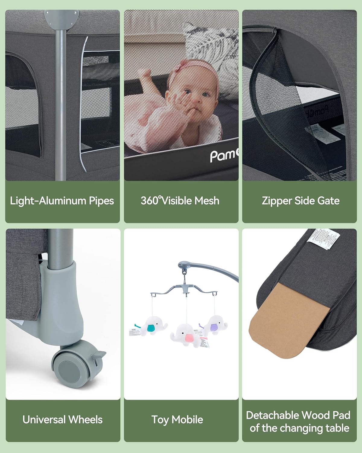 4 in 1 Portable Baby Playard with Changing Table and Detachable Bassinet B760