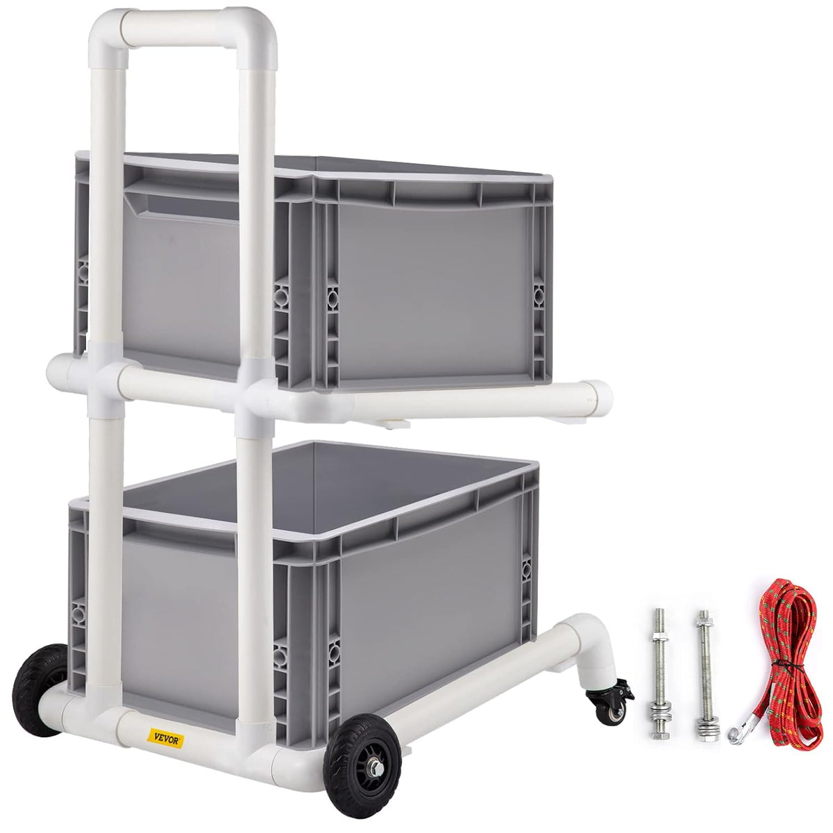 White 4 Wheels PVC Plastic Recycling Cart P33942