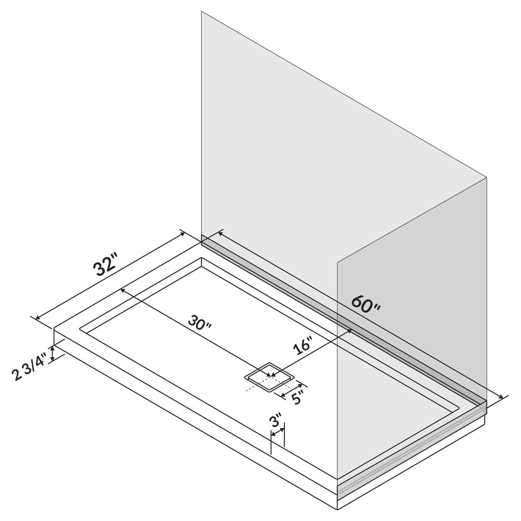 60 x 32 Single Threshold Shower Pan Base Q375341