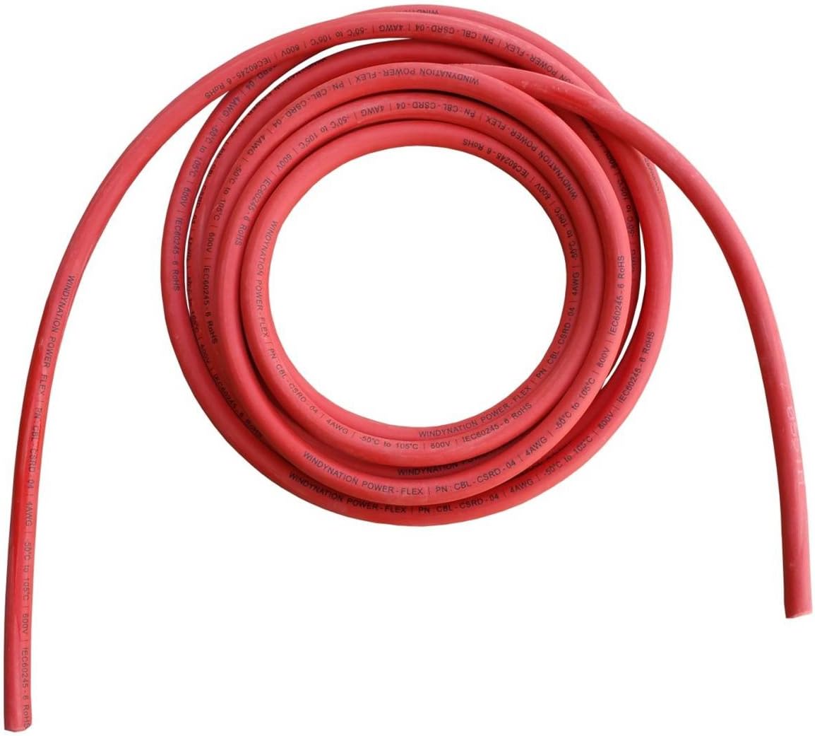 6 Gauge 25 Feet Black + 25 Feet Red Pure Copper Flexible Cable Wire W3861